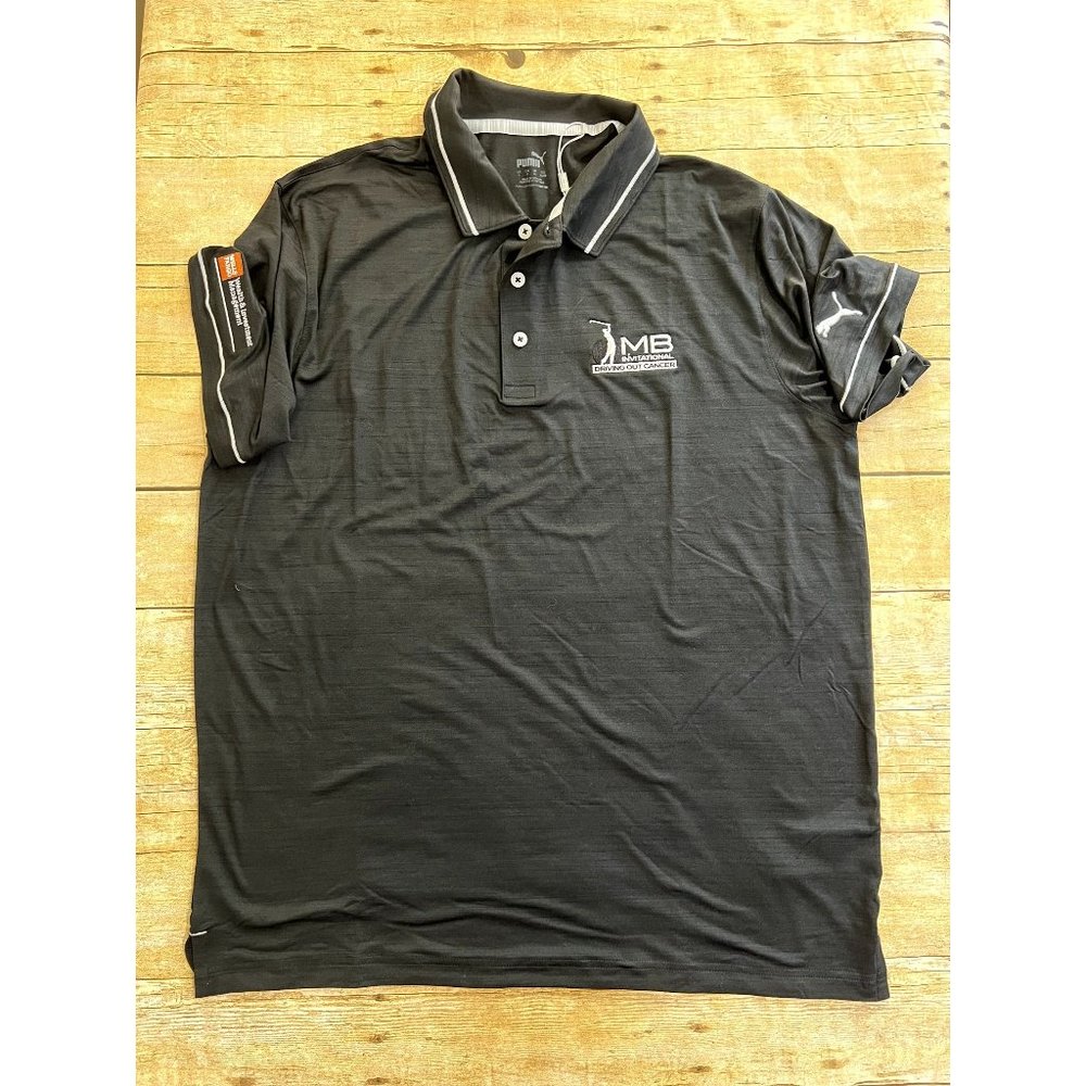 NWT Puma MB Invitational Driving Out Cancer Polo Shirt in Black